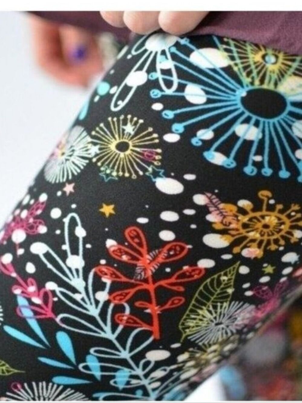 LEGGINGS DEPOT BLACK Multi Floral Print Full length Leggings Size 12-20 NWT